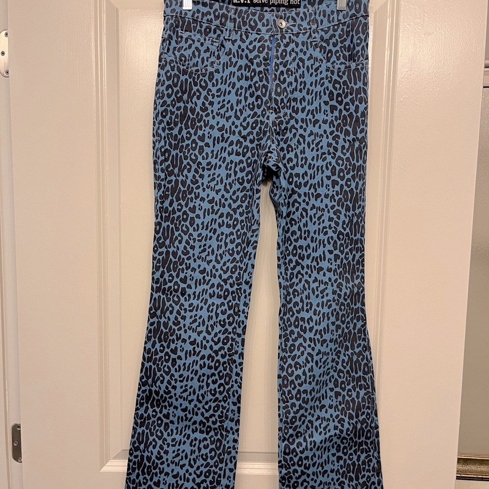 Vintage RVT Blue Cheetah Flare Pants